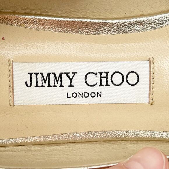 Jimmy Choo Rose Gold Genevi Coarse Glitter Crystal Pointed Toe Flat size IT 39.5 - Picture 10 of 13